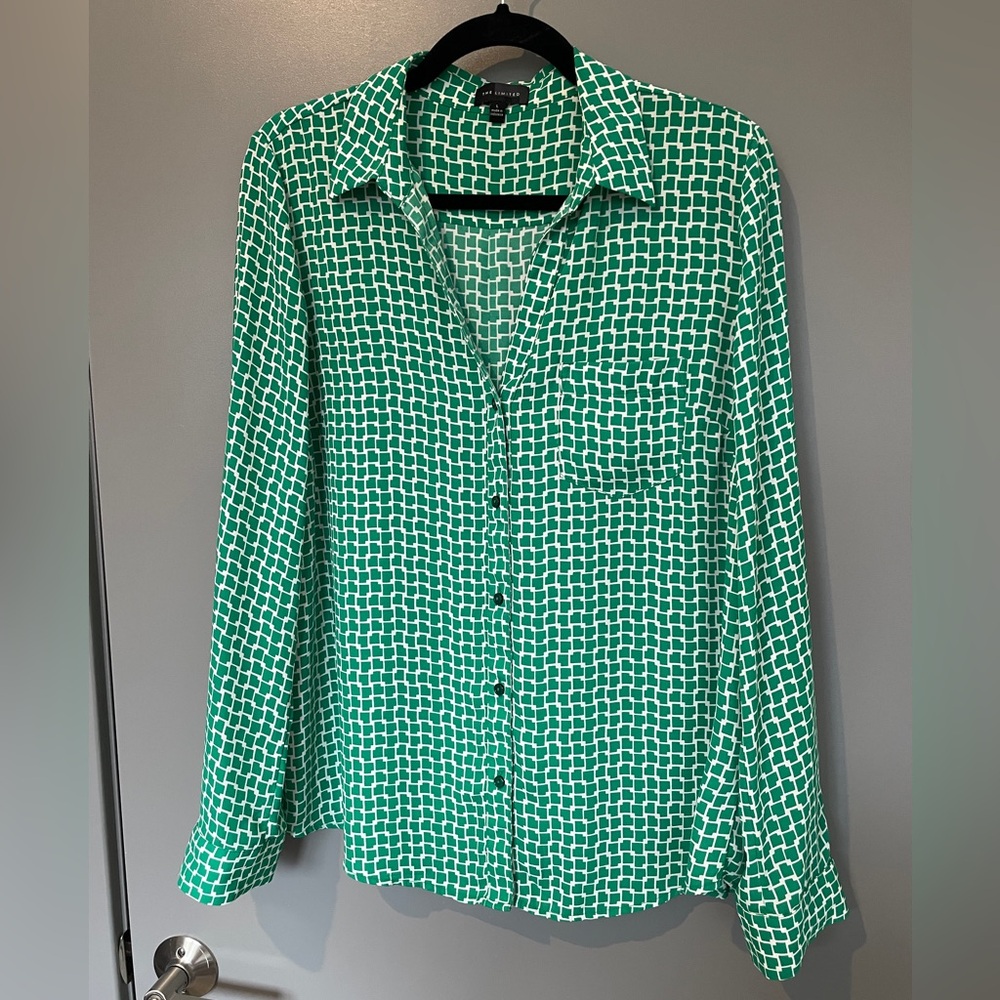 The Limited checkered button-down blouse